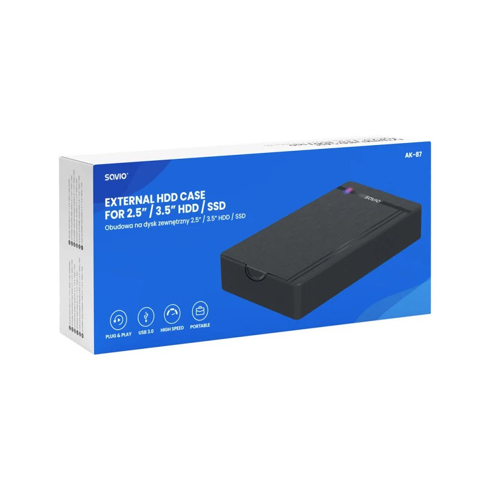 SAVIO ENCLOSURE FOR 2.5″ / 3.5″ HDD / SSD AK-87