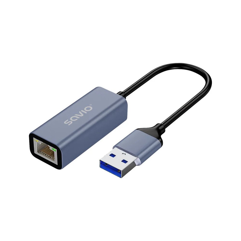 SAVIO ADAPTER USB-A 3.1 GEN 1 (M) TO RJ-45 GIGABIT ETHERNET (F) AK-83