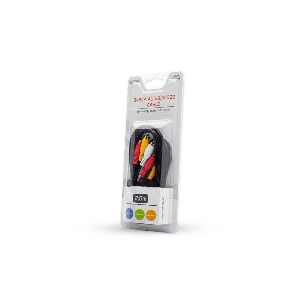 SAVIO 3RCA AUDIO / VIDEO CABLE 2M CLS-14