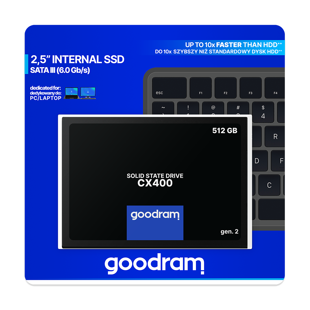 GOODRAM CX400 G.2 SSD 2.5'' 3D NAND SATA III 512GB (READ:550MB/s / WRITE:500MB/s)