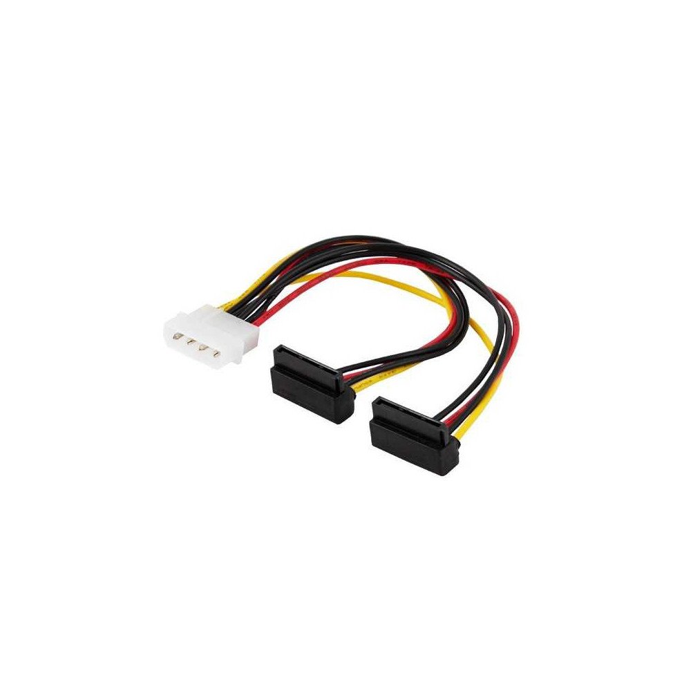 SAVIO POWER CABLE MOLEX 4 PIN (M) TO 2x SATA 15 PIN (F) ANGLED AK-19