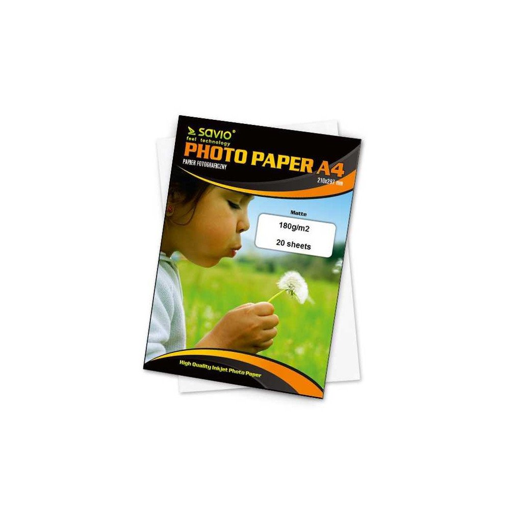 SAVIO PHOTO PAPER A4 180G/M2 20PCS MATTE PA-06